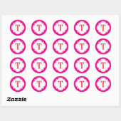 Polka Dot en Quatrefoil Single Letter Monogram Ronde Sticker (Vel)