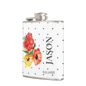 Polka Dot en Rood Geel Bloemen Groomsmen Heupfles (Links)