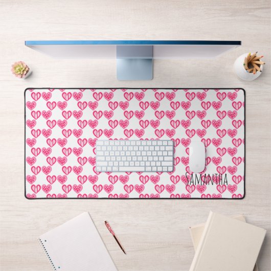 Polka dot en strepen harten bureaumat (Kantoor 1)