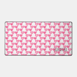 Polka dot en strepen harten bureaumat