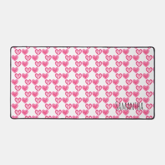 Polka dot en strepen harten bureaumat (Voorkant)