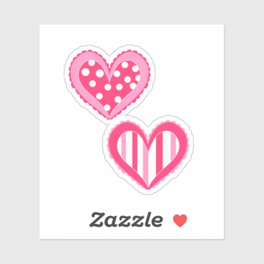 Polka dot en strepen harten sticker (Vel)