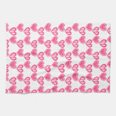 Polka dot en strepen harten theedoek (Horizontaal)