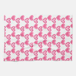 Polka dot en strepen harten theedoek