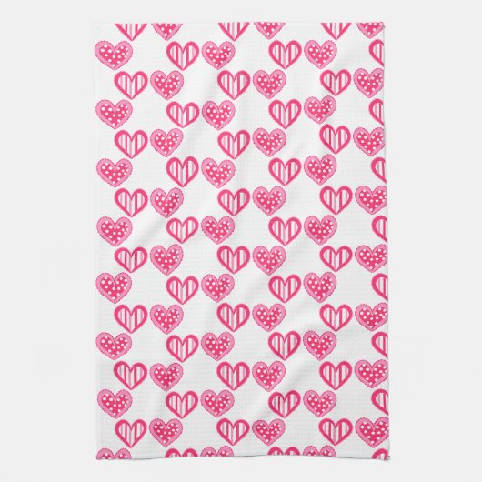 Polka dot en strepen harten theedoek (Verticaal)