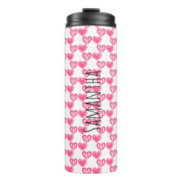Polka dot en strepen harten thermosbeker