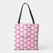 Polka dot en strepen harten tote bag (Achterkant)