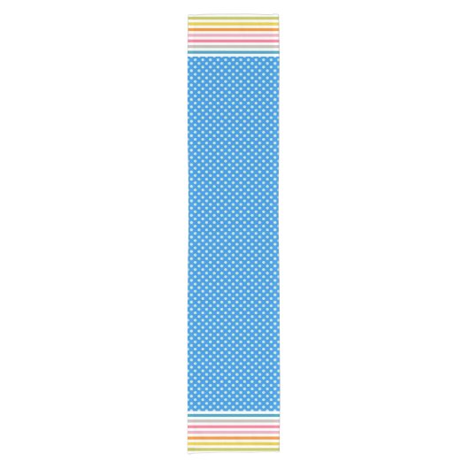 Polka Dot en Stripe Patroon Kleurrijk Modern Korte Tafelloper (Voorkant)