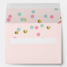 Polka dot Envelope Pink Gold Confetti Girl
