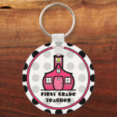 Polka Dot First Grade Teacher Sleutelhanger (Voorkant)