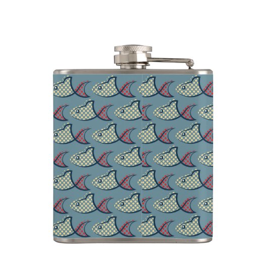 Polka Dot Fish Pattern Heupfles (Achterkant)