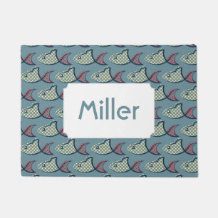 Polka Dot Fish Pattern Jouw namen toevoegen Deurmat