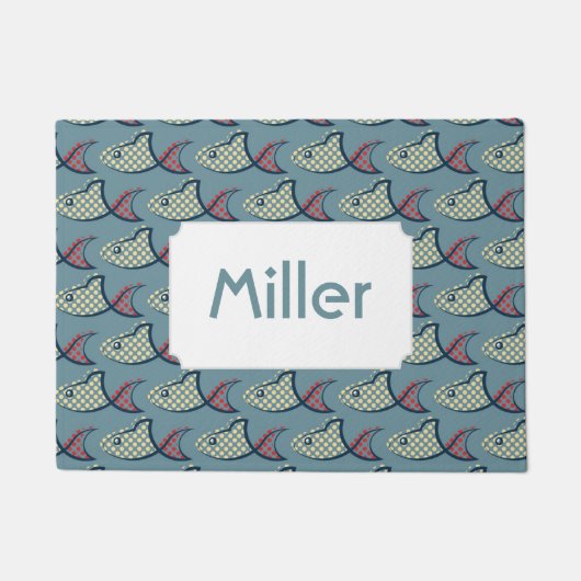 Polka Dot Fish Pattern | Jouw namen toevoegen Deurmat (Voorkant)