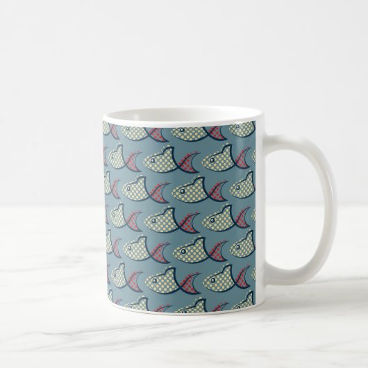 Polka Dot Fish Pattern Koffiemok (Rechts)