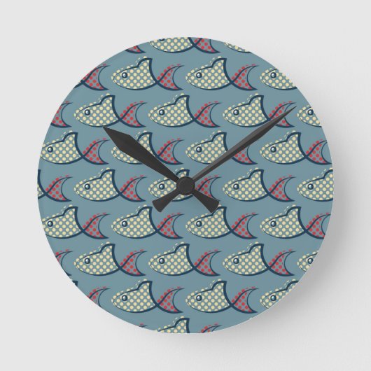 Polka Dot Fish Pattern Ronde Klok (Voorkant)