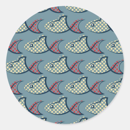 Polka Dot Fish Pattern Ronde Sticker (Voorkant)