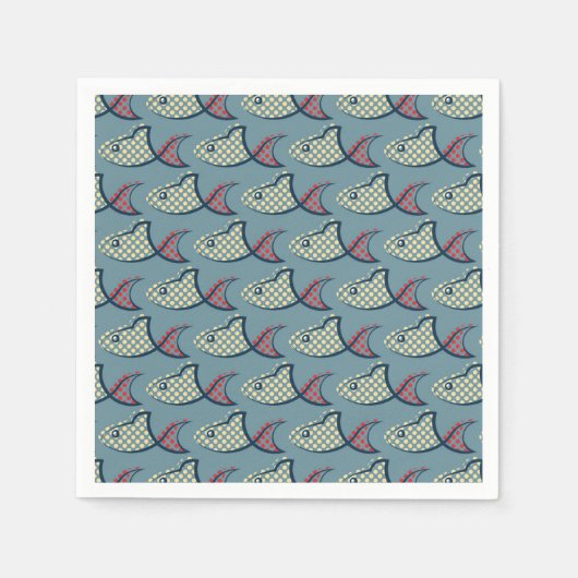 Polka Dot Fish Pattern Servet (Voorkant)