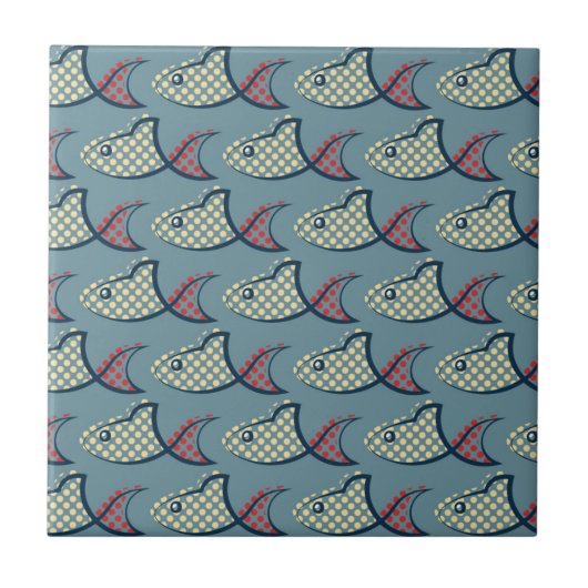Polka Dot Fish Pattern Tegeltje (Voorkant)