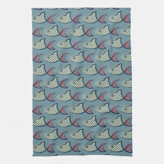 Polka Dot Fish Pattern Theedoek (Verticaal)