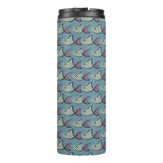 Polka Dot Fish Pattern Thermosbeker (Achterkant)