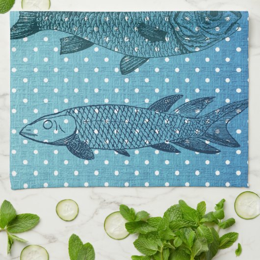 Polka Dot Fish Theedoek (Gevouwen)