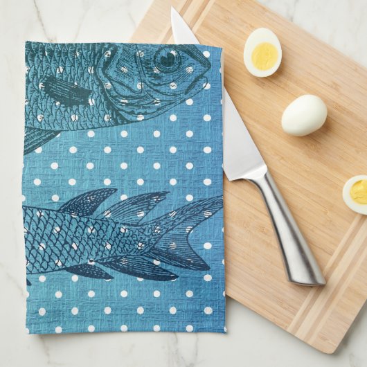 Polka Dot Fish Theedoek (Quarter Fold)