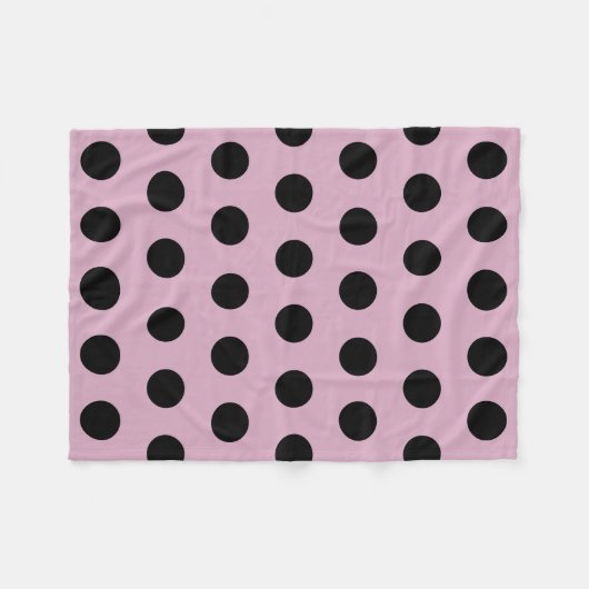 Polka Dot Fleece Blanket (roze en zwart) (Voorkant (Horizontaal))