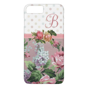 Polka Dot  Floral Roos Monogram Case-Mate iPhone Case