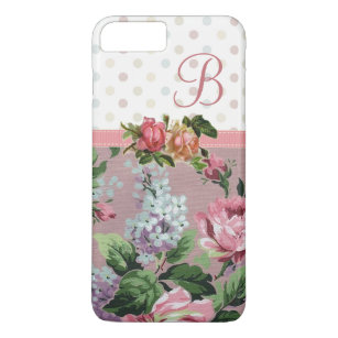 Polka Dot  Floral Roos Monogram Case-Mate iPhone Case