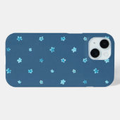 Polka Dot Forget-Me-Nots op blauwe achtergrond Case-Mate iPhone Case (Achterkant (horizontaal))