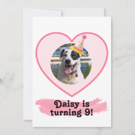 Polka Dot Foto Verjaardag met roze borstel Kaart