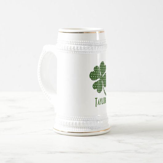 Polka dot Four Leaf Clover Aanpassen Bierpul (Voorkant links)