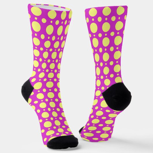 Polka Dot Fun Crazy Sokken in roze en geel (Gebogen)