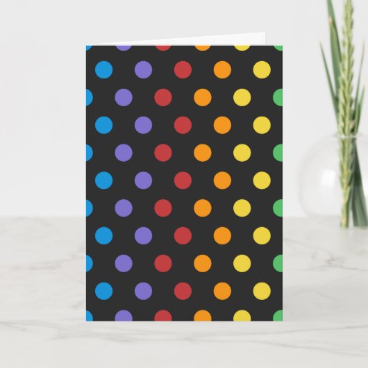 Polka Dot Fun, kleurrijke stippen op zwarte achter Kaart (Voorkant)