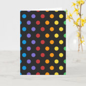 Polka Dot Fun, kleurrijke stippen op zwarte achter Kaart (Gele Bloem)