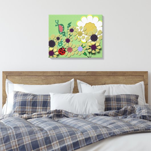 Polka Dot Garden Canvas Afdruk (Insitu (Slaapkamer))