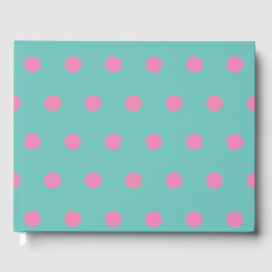 Polka Dot Gastenboek (Aqua & Pink) (Voorkant)