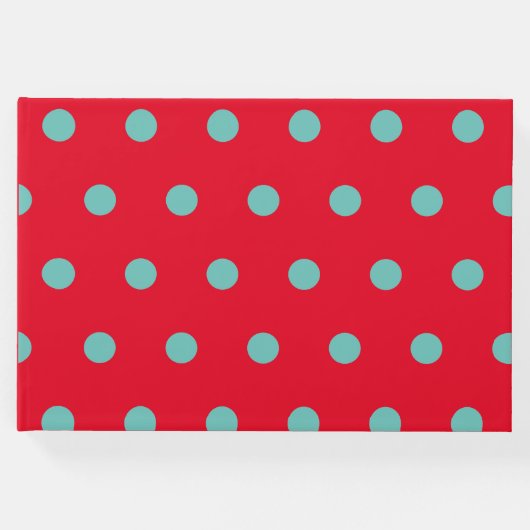 Polka Dot Gastenboek (Rood & Aqua) (Voorkant)