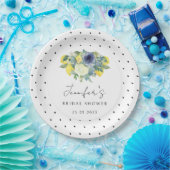 Polka dot geel blauw citroen bruids papier Bord (Feest)