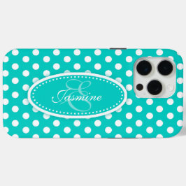 Polka dot genaamd blauwgroen aqua iPhone 15 pro max hoesje