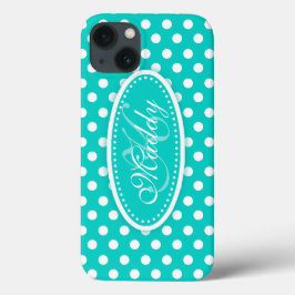 Polka dot genaamd blauwgroen aqua ipad case