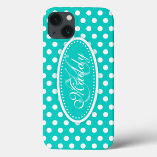 Polka dot genaamd blauwgroen aqua ipad case