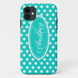 Polka dot genaamd blauwgroen aqua iphone case