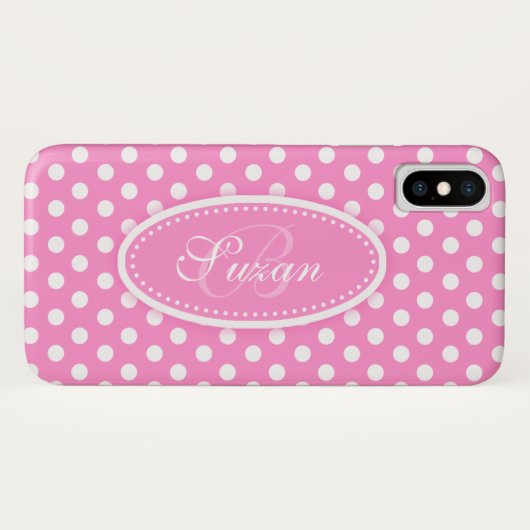Polka dot genaamd zacht roze iphone case (Achterkant (horizontaal))