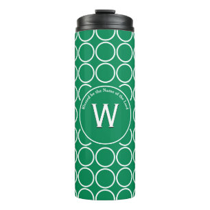 POLKA DOT Geometric Gepersonaliseerd Monogram Gree Thermosbeker