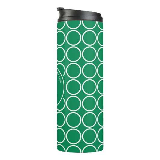 POLKA DOT Geometric Gepersonaliseerd Monogram Gree Thermosbeker (Geroteerd rechts)