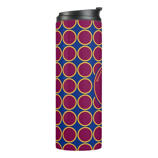 POLKA DOT Geometric Gepersonaliseerd Monogram Maro Thermosbeker (Gedraaid links)