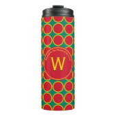 POLKA DOT Geometric Gepersonaliseerd Monogram Rood Thermosbeker (Voorkant)
