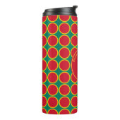 POLKA DOT Geometric Gepersonaliseerd Monogram Rood Thermosbeker (Gedraaid links)