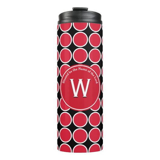 POLKA DOT geometrisch monogram Gepersonaliseerd ro Thermosbeker (Voorkant)